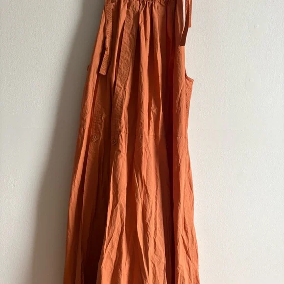 Ulla Johnson Sz 14 Joni Orange Clay Cotton Midi Dress - Picture 4 of 11